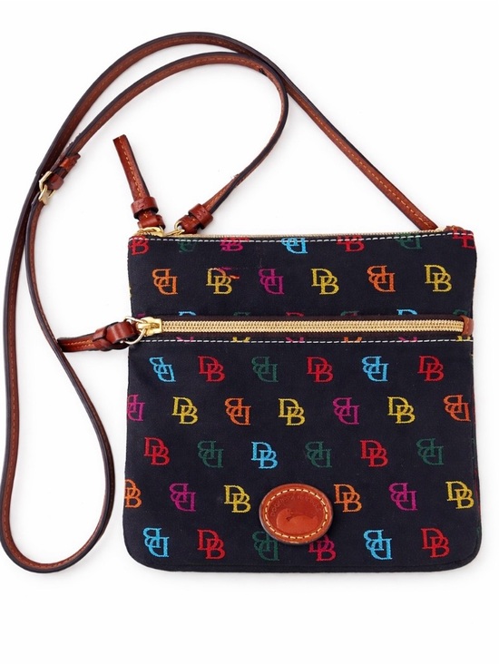 Handbags - Dooney & Bourke Rainbow Monogram Crossbody Bag Black Canvas Y2K